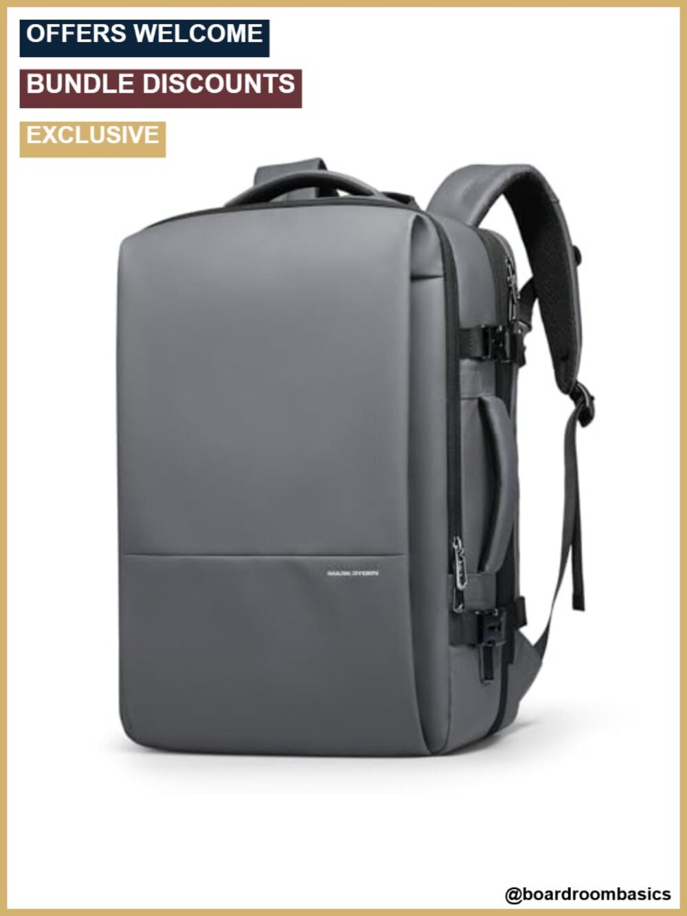 Expandable Business Laptop Backpack, Water Resistant Oxford & Polyester, 180°